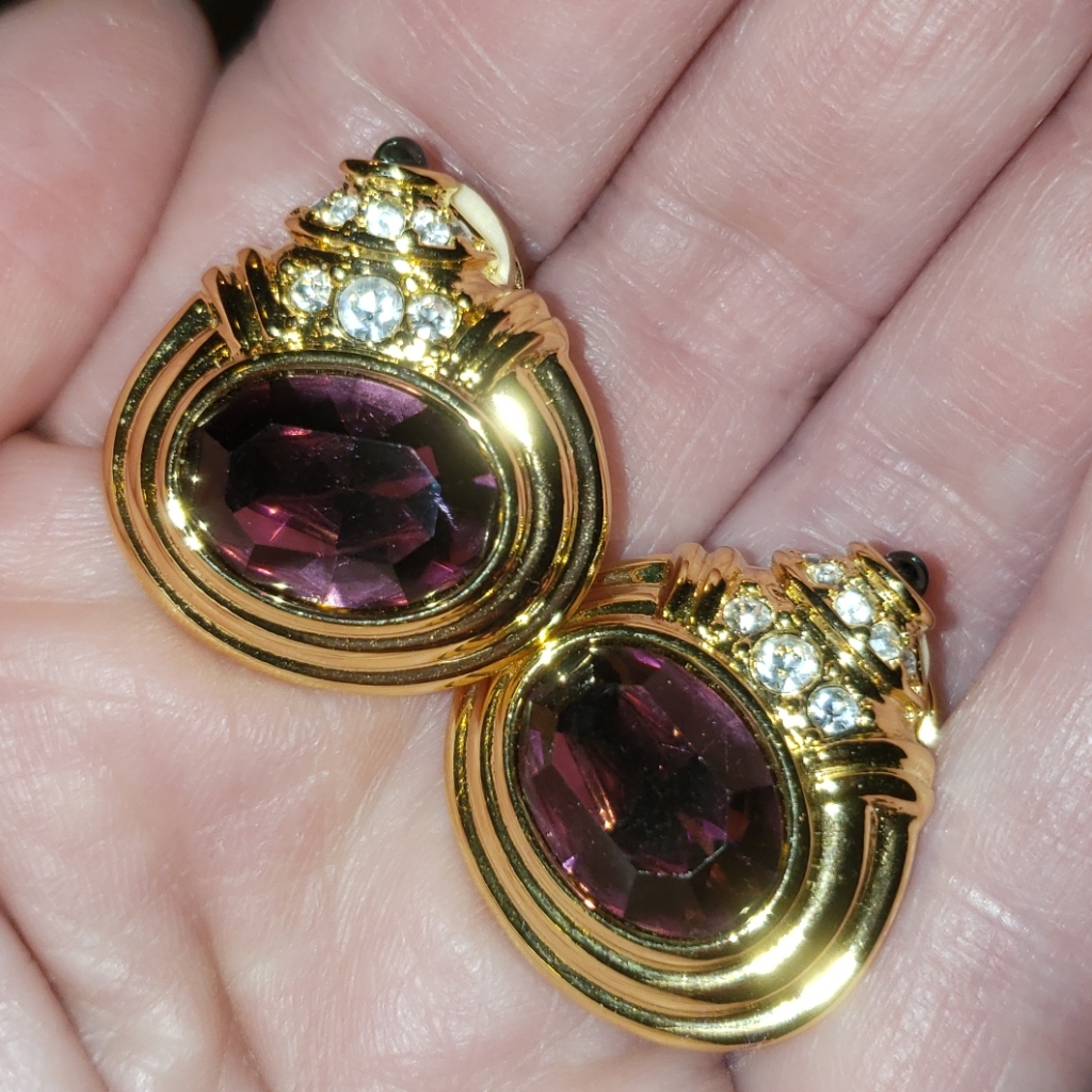 Nolan Miller Vintage Clip Earrings Purple